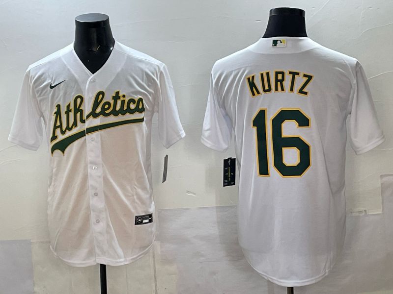 Men Oakland Athletics #16 Kurtz White Nike 2025 MLB Jersey 02